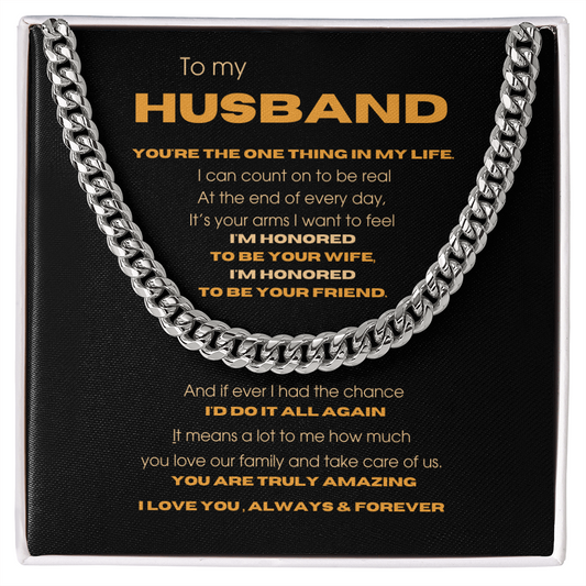 To My Husband I Love You Always & Forever, You're The One Thing In My Life, Romantic Gift, Unique Husband Gifts, Necklace for Men, Gift for Him, Valentine's Day Necklace Birthday Gifts for Husband