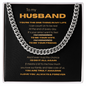 To My Husband I Love You Always & Forever, You're The One Thing In My Life, Romantic Gift, Unique Husband Gifts, Necklace for Men, Gift for Him, Valentine's Day Necklace Birthday Gifts for Husband