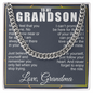 To My Grandson Necklace From Grandma Cuban Chain With Message Card And Gift Box, Grandson Gifts From Grandma, Grandson Birthday, Christmas Gifts From Grandmother Present For Grandson From Grandparents