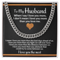 To Husband Cuban Link Chain Necklace With I Love You More Message Card, Meaningful Gift for Him, Romantic Gift for Boyfriend, I Love My Husband, Unique Husband Gifts, Gift For Husband Birthday Christmas Wedding Day, Chain For Him Husband from Wife