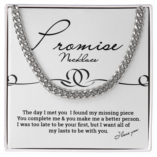 Promise Necklace, Cuban Chain For Men, Gift From Girlfriend, Anniversary Gift for Husband, Boyfriend, for Fiancé, Valentine's Day for Him Christmas Wedding Day, Chain For Him Husband from Wife