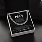 To My Husband Necklace With Message Card, Anniversary Gift for Husband, for Boyfriend, for Fiancé, Valentine's Day for Him, Birthday Christmas Jewelry for Men, Cuban Link Chain for Men, Fathers Day Gifts for Him Dad Son Grandpa Step Dad Uncle