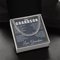 To My Grandson Necklace From Grandma Cuban Chain With Message Card And Gift Box, Grandson Gifts From Grandma, Grandson Birthday, Christmas Gifts From Grandmother Present For Grandson From Grandparents