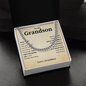 Gifts for Grandson, Grandson Birthday Gifts From Grandma Present For Grandson From Grandmother To My Grandson Necklace From Grandparents Cuban Link Chain with Message Card and Gift Box, Stand Tall Even If You Fall