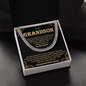 To My Grandson Necklace Birthday Gifts From Grandma Present For Grandson From Grandmother Grandparents Cuban Link Chain with Message Card and Gift Box, Gift From Grandpa To Grandson, Inspirational Pendant Christmas Gift Ideas, Love You More That I Can Say