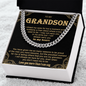 To My Grandson Necklace Birthday Gifts From Grandma Present For Grandson From Grandmother Grandparents Cuban Link Chain with Message Card and Gift Box, Gift From Grandpa To Grandson, Inspirational Pendant Christmas Gift Ideas, Love You More That I Can Say