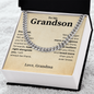 Gifts for Grandson, Grandson Birthday Gifts From Grandma Present For Grandson From Grandmother To My Grandson Necklace From Grandparents Cuban Link Chain with Message Card and Gift Box, Stand Tall Even If You Fall