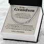 To My Grandson Necklace Birthday Gifts From Grandma Present For Grandson From Grandmother To My Grandson Necklace From Grandparents Cuban Link Chain with Message Card and Gift Box