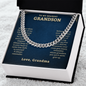 To My Grandson Necklace, Necklace For Son Grandson, Necklaces Gifts For Men, To My Grandson Necklace From Grandmother For Christmas Birthday Graduation, Grandson Cuban Chain Necklace Gifts