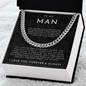 To My Man Necklace, Husband Boyfriend Gift, Anniversary Gift for Husband, for Boyfriend, for Fiancé, Valentine's Day for Him, Birthday Christmas Jewelry for Men, Cuban Link Chain for Men