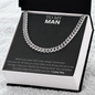 To My Man Necklace, Husband Boyfriend Gift, Anniversary Gift for Husband, for Boyfriend, for Fiancé, Valentine's Day for Him, Birthday Christmas Jewelry for Men, Cuban Link Chain for Men