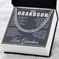 To My Grandson Necklace From Grandma Cuban Chain With Message Card And Gift Box, Grandson Gifts From Grandma, Grandson Birthday, Christmas Gifts From Grandmother Present For Grandson From Grandparents