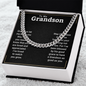Grandson Necklace From Grandparents, To My Grandson Cuban Link Chain, Grandson Gifts From Grandma or Grandpa, Nana And Grandson Gifts, Graduation Gifts For Grandson, Jewelry Card for Him, Best Birthday, Christmas Gift Idea for Grandson
