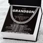 To My Grandson Cuban Chain Necklace, Gift For Grandson, Grandson Gifts From Grandparents, Grandson Gifts From Grandpa, Grandson Birthday Cards For Men, Grandson Christmas Gift From Grandfather