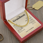 Gifts for Grandson, Grandson Birthday Gifts From Grandma Present For Grandson From Grandmother To My Grandson Necklace From Grandparents Cuban Link Chain with Message Card and Gift Box, Stand Tall Even If You Fall