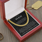 To My Man Necklace, Husband Boyfriend Gift, Anniversary Gift for Husband, for Boyfriend, for Fiancé, Valentine's Day for Him, Birthday Christmas Jewelry for Men, Cuban Link Chain for Men