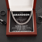 To My Grandson Cuban Chain Necklace, Gift For Grandson, Grandson Gifts From Grandparents, Grandson Gifts From Grandpa, Grandson Birthday Cards For Men, Grandson Christmas Gift From Grandfather