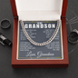 To My Grandson Necklace From Grandma Cuban Chain With Message Card And Gift Box, Grandson Gifts From Grandma, Grandson Birthday, Christmas Gifts From Grandmother Present For Grandson From Grandparents