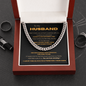 To My Husband Necklace With Message Card, Gifts For Him, Husband & Boyfriend Idea, Anniversary Birthday Christmas Jewelry for Men, Cuban Link Chain for Men, Fathers Day Graduation Gifts for Him Dad Son Grandpa Step Dad Uncle