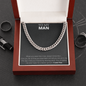 To My Man Necklace, Husband Boyfriend Gift, Anniversary Gift for Husband, for Boyfriend, for Fiancé, Valentine's Day for Him, Birthday Christmas Jewelry for Men, Cuban Link Chain for Men