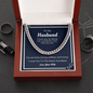 To My Husband, I Love You To The Moon And Back, Cuban Link Chain, Anniversary Gift for Husband, Boyfriend, for Fiancé, Valentine's Day for Him Christmas Wedding Day, Gifts For Him Husband from Wife, Gift for Man, Men's Gift
