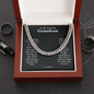 To Our Grandson Necklace From Grandma or Grandpa, Cross Cuban Link Chain, Motivational Graduation, Birthday, Christmas, Wedding Gift, Birthday Gifts From Grandma, Grandson Christmas Gift From Grandfather