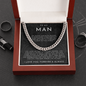 To My Man Necklace, Husband Boyfriend Gift, Anniversary Gift for Husband, for Boyfriend, for Fiancé, Valentine's Day for Him, Birthday Christmas Jewelry for Men, Cuban Link Chain for Men
