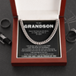 To My Grandson Cuban Chain Necklace, Gift For Grandson, Grandson Gifts From Grandparents, Grandson Gifts From Grandpa, Grandson Birthday Cards For Men, Grandson Christmas Gift From Grandfather, Gifts From Grandma