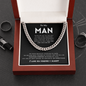 To My Husband Necklace With Message Card, Anniversary Gift for Husband, for Boyfriend, for Fiancé, Valentine's Day for Him, Birthday Christmas Jewelry for Men, Cuban Link Chain for Men, Fathers Day Gifts for Him Dad Son Grandpa Step Dad Uncle