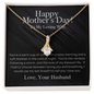 Romantic message card for wife - Love knot - Wife Gift from husband - To My Loving Wife Mother's Day Necklace - Happy Mother's day Gift for soulmate