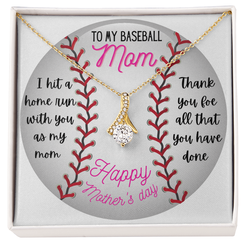 To The Best Baseball Mom Happy Mother's Day Necklace Gifts Ideas for Mom Mommy Mama from Daughter or Son, Motivational Card Jewelry for Her