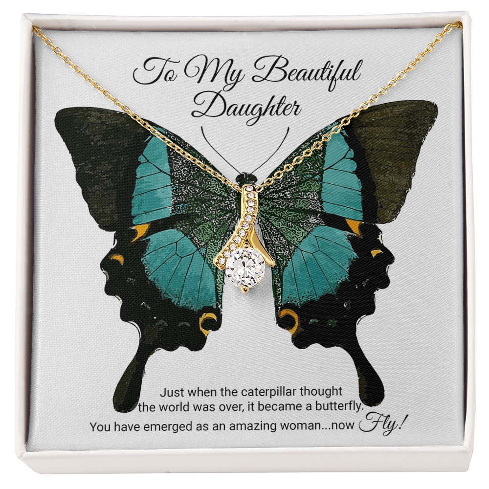 To My Daughter Meaningful Message Card Jewelry Box, Gift for Daughter's Birthday Graduation, Thoughtful for Her from Mom, 2026 Birthday Alluring Beauty Necklace