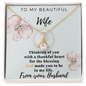 Gift for Wife From Husband - To My Beautiful Wife - Love From Your Husband - Valentines Day Gifts For Wife, Wife Birthday Gift -  Anniversary Gift For Wife from Husband - White Gold Name Necklace -  Romantic Wife Gift -  Wife Birthday Surprise
