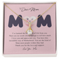 Dear Mom Alluring Beauty Necklace Gift From Daughter Son, Christmas Birthday Present, 2026 Mothers Day Gift Ideas, Jewelry for Her, Motivational Card Necklace for Mommy