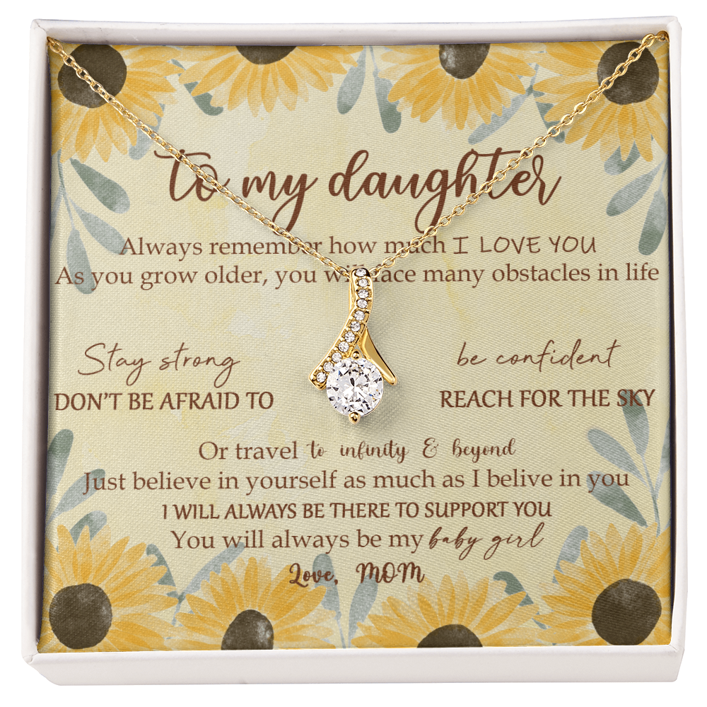To My Daughter Meaningful Message Card Jewelry Box, Gift for Daughter's Birthday Graduation, Thoughtful for Her from Mom, 2026 Birthday Alluring Beauty Necklace