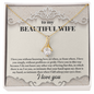 To My Beautiful Wife Necklace - Forever Love Necklace for wife - I Love You - Gift from Husband - Best Gift for her - Romantic message card - Couple Necklace Set