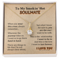 Gift For Your Soulmate - Hand In Hand - Love Knot - To My Smokin' Hot Soulmate - To My Wife Necklace With Message Card -  wife gift from husband future husband - Gift For My Wife -  Romantic Wife Gift