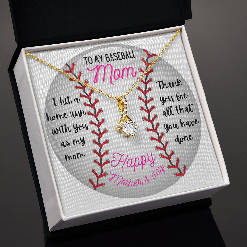 To The Best Baseball Mom Happy Mother's Day Necklace Gifts Ideas for Mom Mommy Mama from Daughter or Son, Motivational Card Jewelry for Her