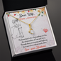 Dear Wife Happy Anniversary - Double Hearts - Love Your Husband, White Gold Name Necklace, 14K Solid Gold Name Pendant,  Anniversary Gift For Wife from Husband, Wife Gift, Wife Necklace, Best Gift for soulmate