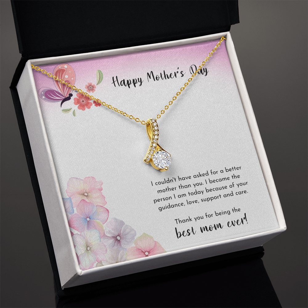 Happy Mother's Day Present for Mom, Floral Birthday Gift Card Necklace From Daughter Son, Best Mom Ever Jewelry for Her Mommy Christmas 2026