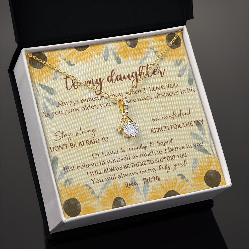 To My Daughter Meaningful Message Card Jewelry Box, Gift for Daughter's Birthday Graduation, Thoughtful for Her from Mom, 2026 Birthday Alluring Beauty Necklace