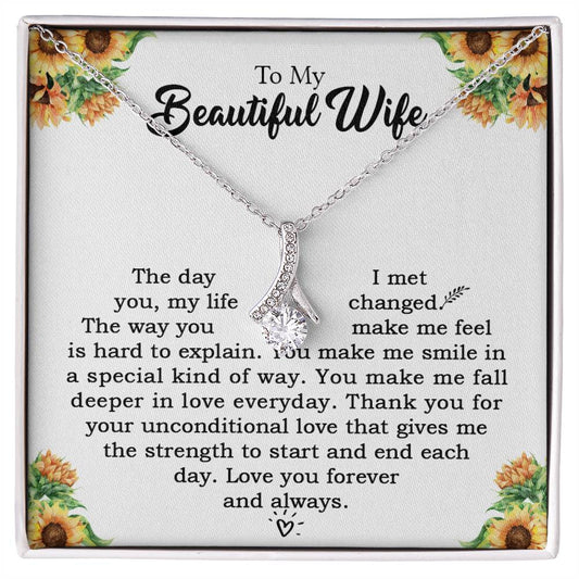 Gift For Wife - Unconditional Love - Love Knot - To My Wife Necklace From Husband - To My Soulmate Necklace For Women - Diamond colour Neckless for Beloved wife, Pretty Neckless Gift for wifey,