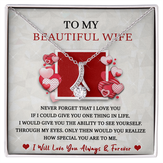 Couple Necklace Set - Friendship Necklaces - Customize Couple Necklace - To My Beautiful Wife Never Forget That I Love You - I Will Love You ALways & Forever