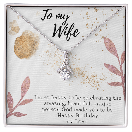 To My Wife Necklace - Gift for Wife Birthday - Happy Birthday My Love - Handmade  jewelry for wife - Diamond  Necklace  for soulmater