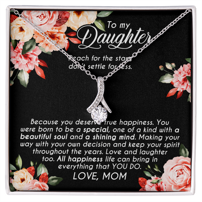 To My Daughter Necklace From Mom With Heartfelt Message & Elegant Box, Gifts For Daughter From Mama, Beautiful Jewelry Gift From Love Mommy On Graduation, Birthday 2026, Wedding, Valentine's Day