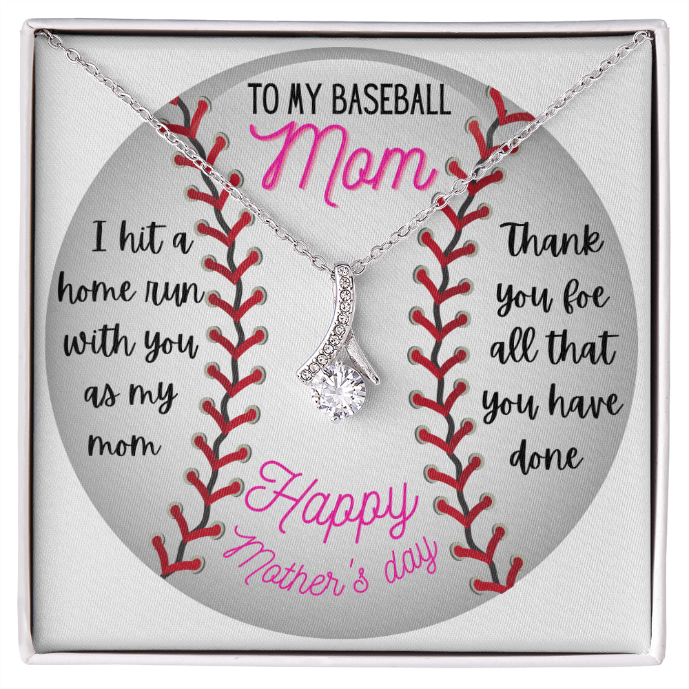 To The Best Baseball Mom Happy Mother's Day Necklace Gifts Ideas for Mom Mommy Mama from Daughter or Son, Motivational Card Jewelry for Her