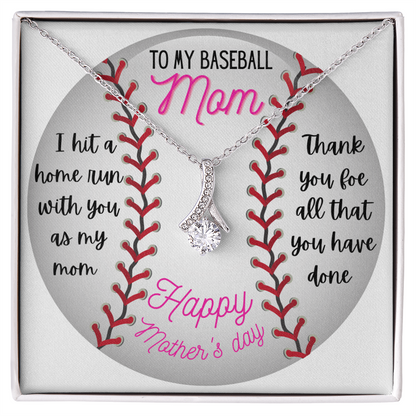 To The Best Baseball Mom Happy Mother's Day Necklace Gifts Ideas for Mom Mommy Mama from Daughter or Son, Motivational Card Jewelry for Her