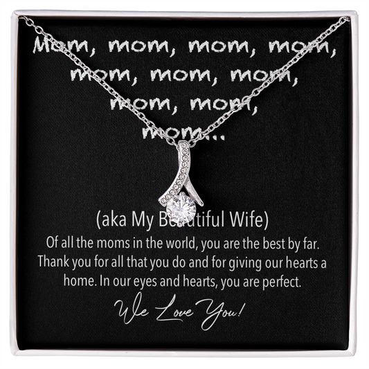Mom Cute Memorable Mother's Day Gift - We Love You - Personalized Anniversary Gift for Wife -  Valentines Day Gift - Necklace with love message for wife  -  Gift For Her, Personalizes Jewelry -  Handmade