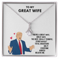 Gift for wife - Anniversary Gift for wife - Elegant Style Clavicle Necklace For Wife Girlfriend Valentine's Day - Love knot Pendant Necklace -  Message Card for wife