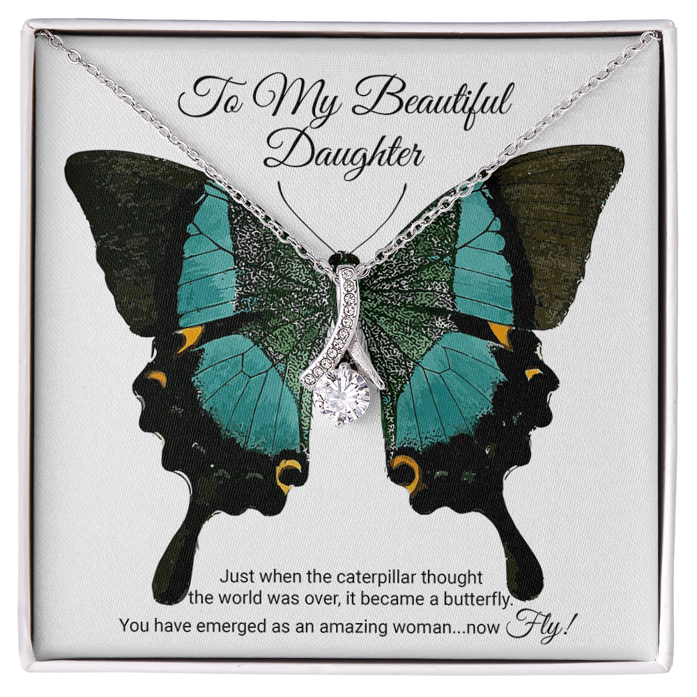 To My Daughter Meaningful Message Card Jewelry Box, Gift for Daughter's Birthday Graduation, Thoughtful for Her from Mom, 2026 Birthday Alluring Beauty Necklace